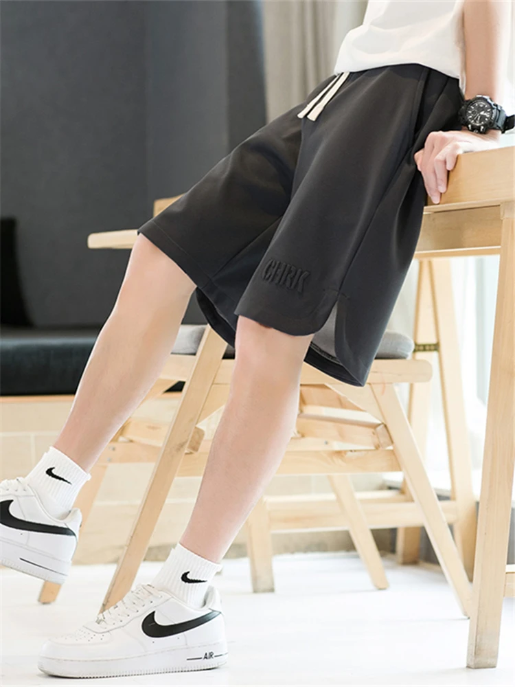 

American Sle Spor Men's Casual Loose Five-Quarter Pants Trendy Straight Leg Mid-Waist Summer orts Breathable Comfortable