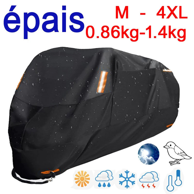 Housses de moto épaisses 300D, Design noir, imperméables, pour moteurs, poussière, pluie, neige, protection UV, intérieur et extérieur, M L XL XXL 3XL 4XL