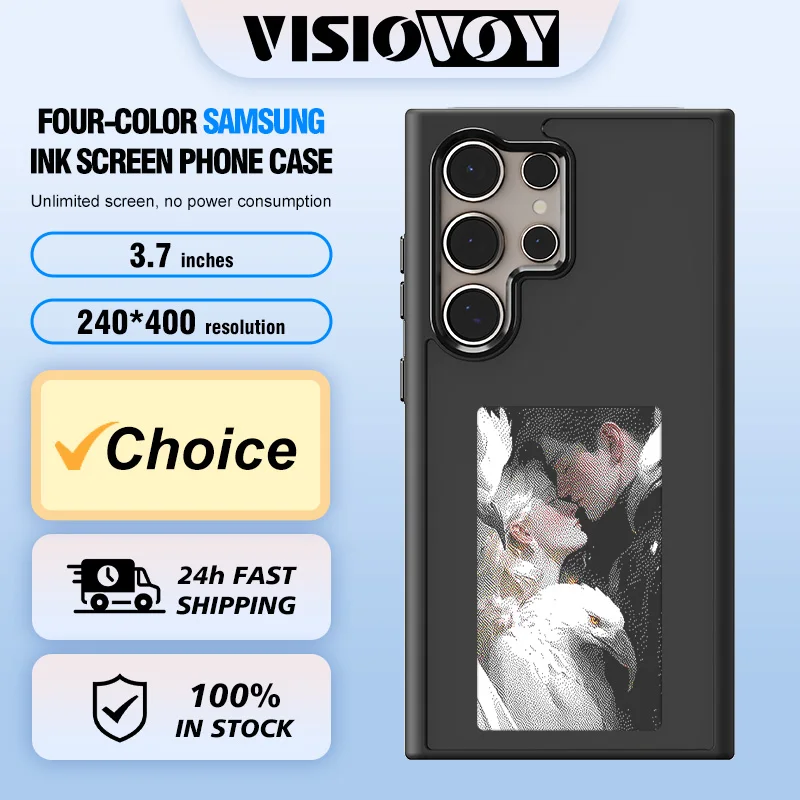 Smart E-ink NFC Phone Cases, Display Picture Changeable Battery Free DIY Function Covers Samsung Galaxy S24 S23 Ultra 4-Color