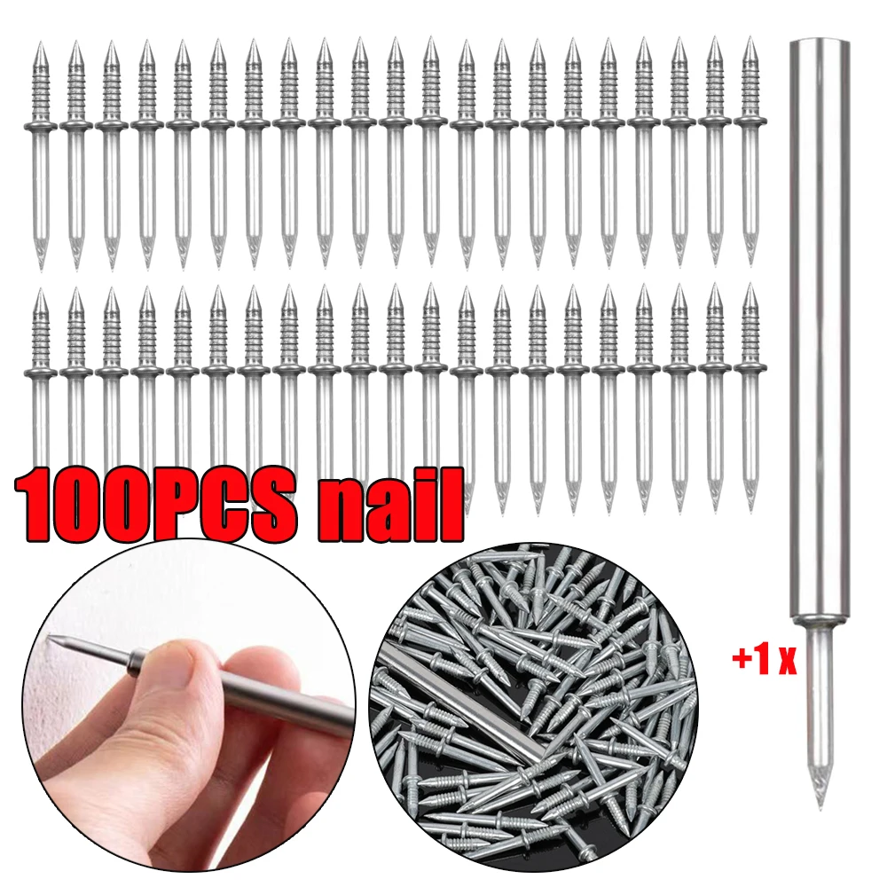 10/51/101pcs Cement Nails No Trace Non-Marking Double-Headed Nails Set Sturdy Rustproof Steel Nails for Skirting Thread Hardware