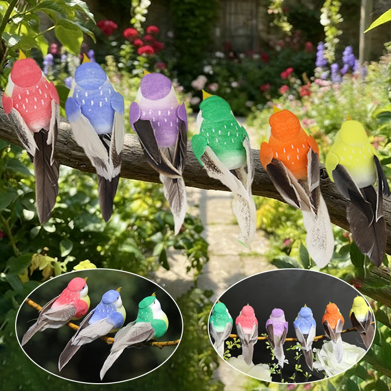 △ 1pcs Cute Artificial Birds Fake Foam Animal Simulation Feather Birds Models Tit DIY Craft Home Garden Ornament Decoration
