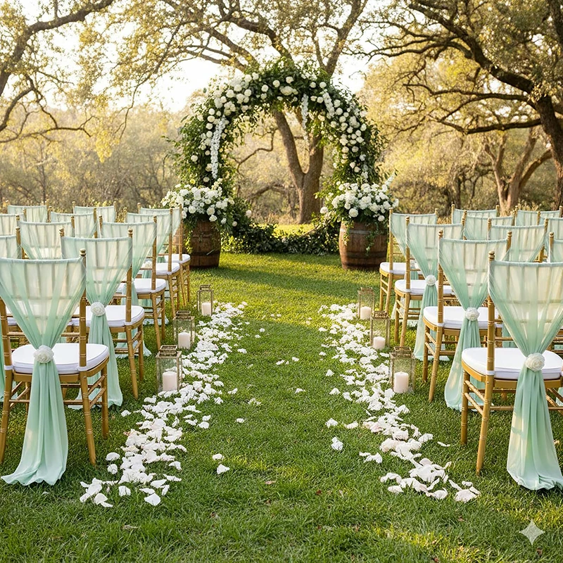 Wedding Chiffon Chair Sashes Draping Fabric Wedding Aisle Decorations for Birthday Party Graduation Banquet Chair Cover Tie Back
