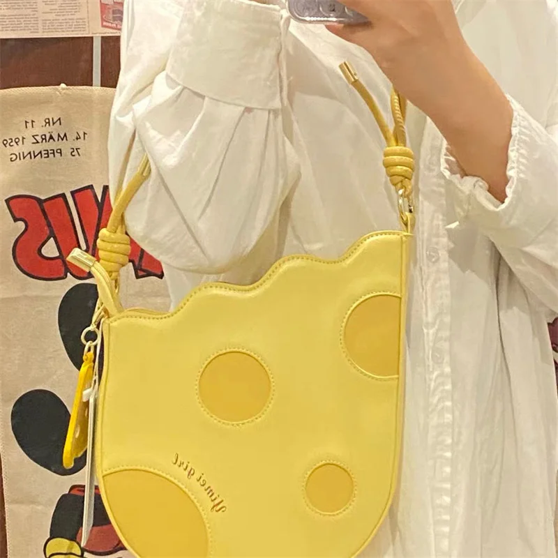 Cute Tote  Bag New Handbag Cheese Pattern Shoulder Bag For Girls Women PU Casual Candy Color Bag Ladies Female Luxury Designer