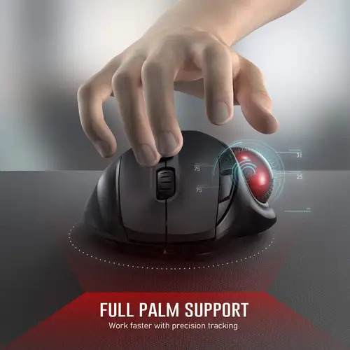 Imagen 2 del producto Ratón inalámbrico Trackball, recargable por Bluetooth, 2,4G, USB, ergonómico, para ordenador, Android, Windows 3, DPI ajustable