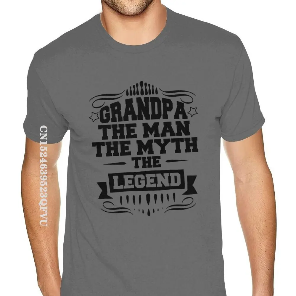 Cheap Grandpa - The Man The Myth The Legend Tee For Men Custom Print England Style Tshirts Men Pure Cotton Gothic Style Shirts