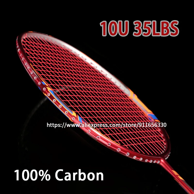 1PCS Professional Max Tension 35LBS 100% Full Carbon Fiber Badminton Rackets Strung 10U G4 13kg Training Racquet With Bags Adult