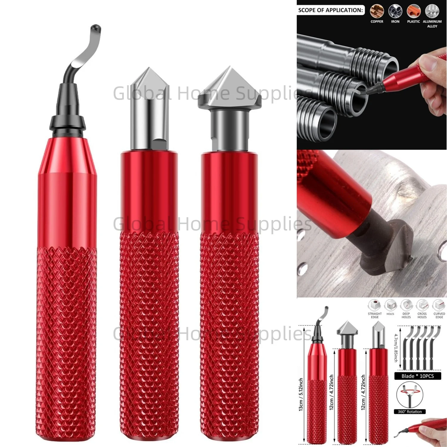 

Deburring Tool Kit with Countersink Hand Reamers 10 Extra Blades Sturdy Burr Removal Tool Durable Burr Edges Removing Hand Tool