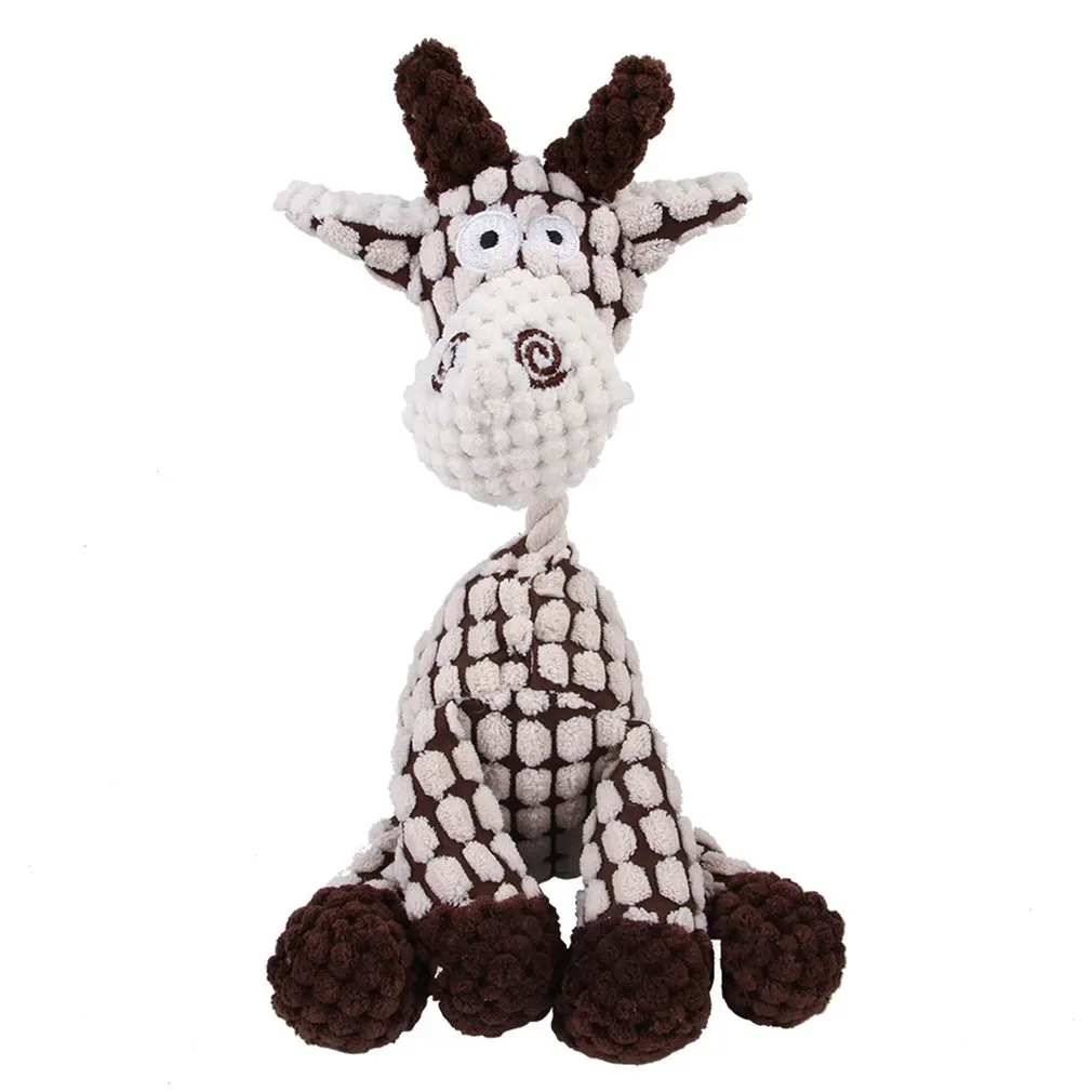 Corduroy Dog Toys Pet Squeaky Plush Toys Animal Shape Plush Dog Squeaky Toy Puppy Chew Bite Resistant Toys for Small Large Dogs