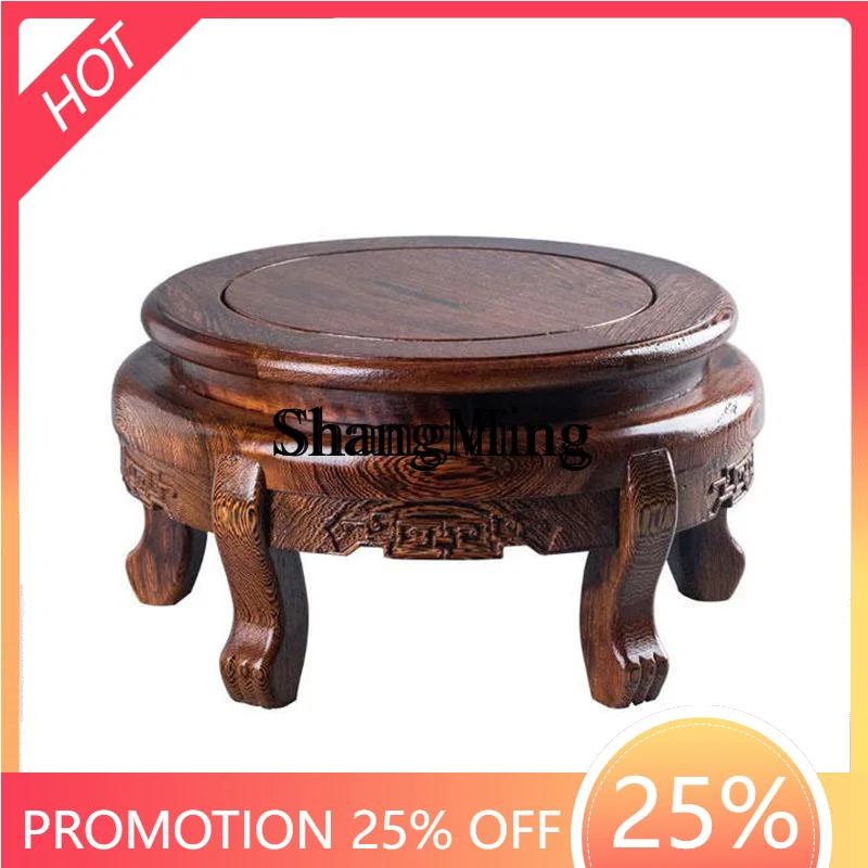 

ZYY Household High Value Solid Wood Base Fish Tank Decoration Waterproof and Moisture-Proof Round Fish Tank Base Ornament