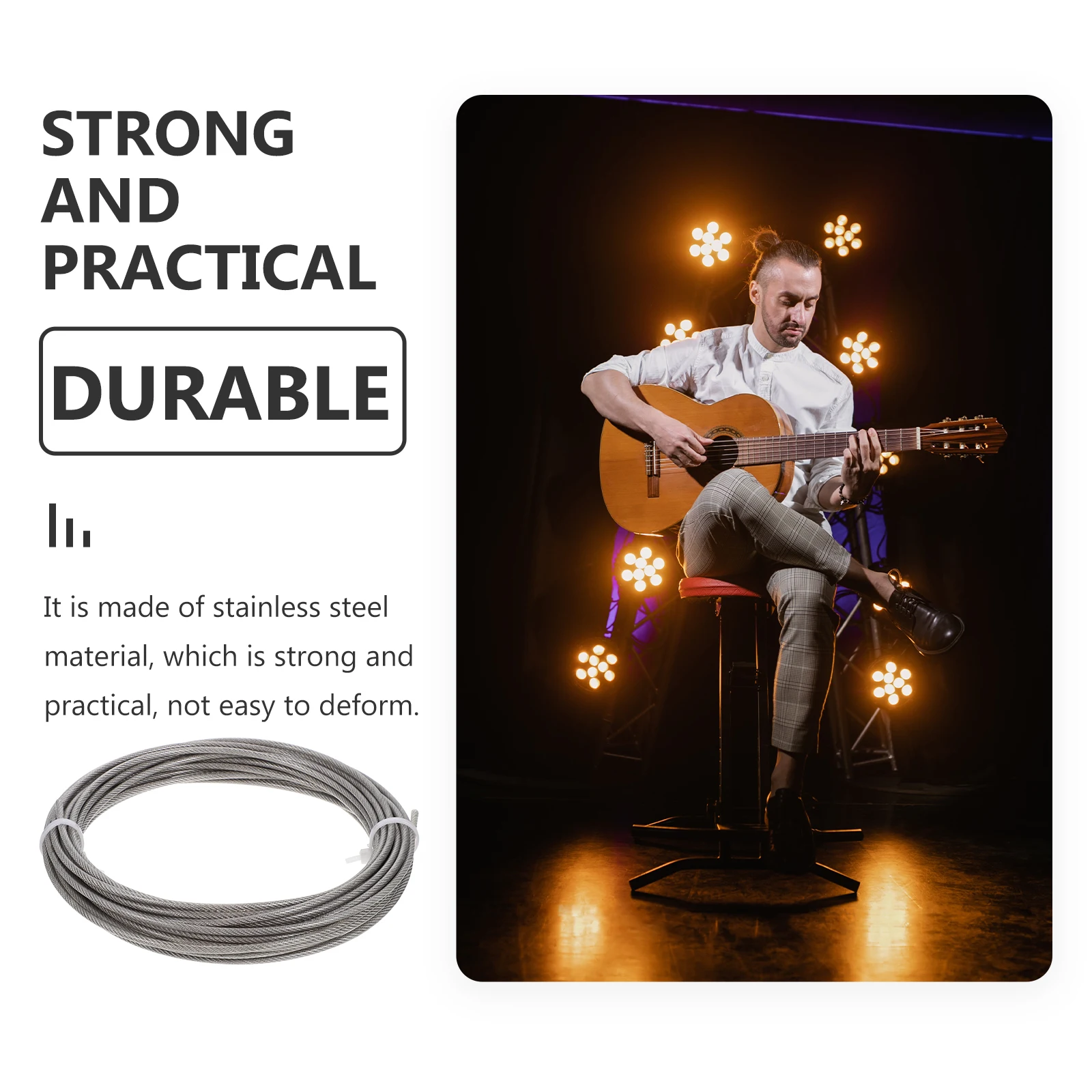 Stainless Steel Wire Rope 304 PVC Coated Stage Lamps Safety Cable Load Duty Lighting Accessory Hardware