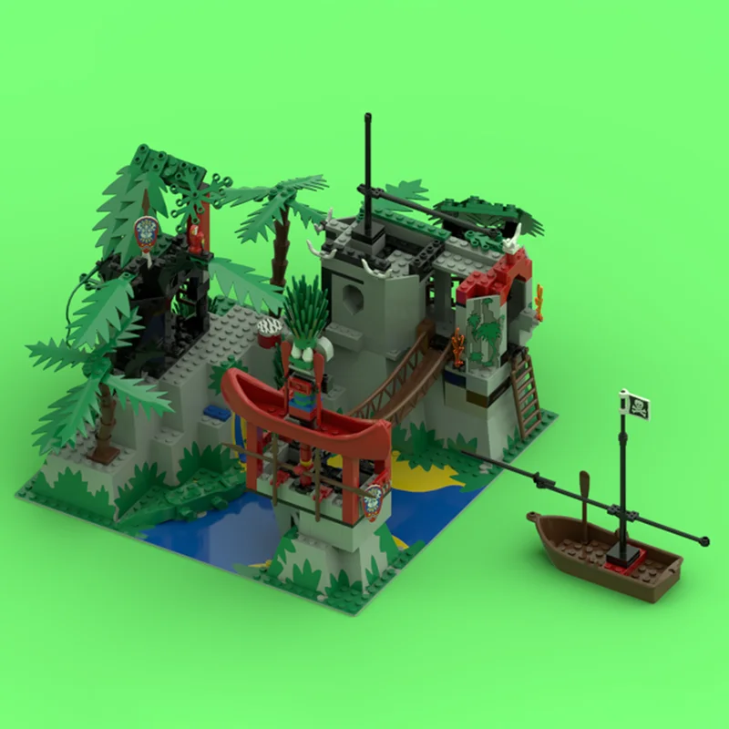 Pirate Fortress Model Moc Building Bricks Modular Jungle Sanctuary Model Technology Blocks Christmas DIY Toy Construction Gifts