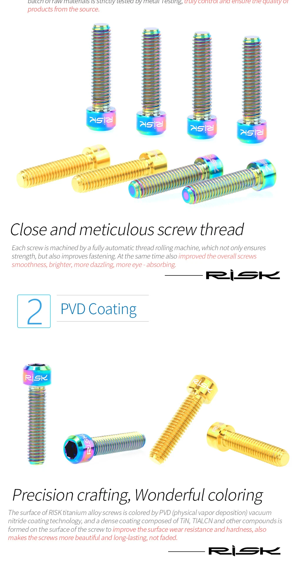RISIKO 2 Stück Mountainbike M6 x 25 mm Scheibenbremssattel-Befestigungsschrauben Schrauben verlängerte Titanlegierung für A-Säulen-Adapter Fahrradteil – Detail 3