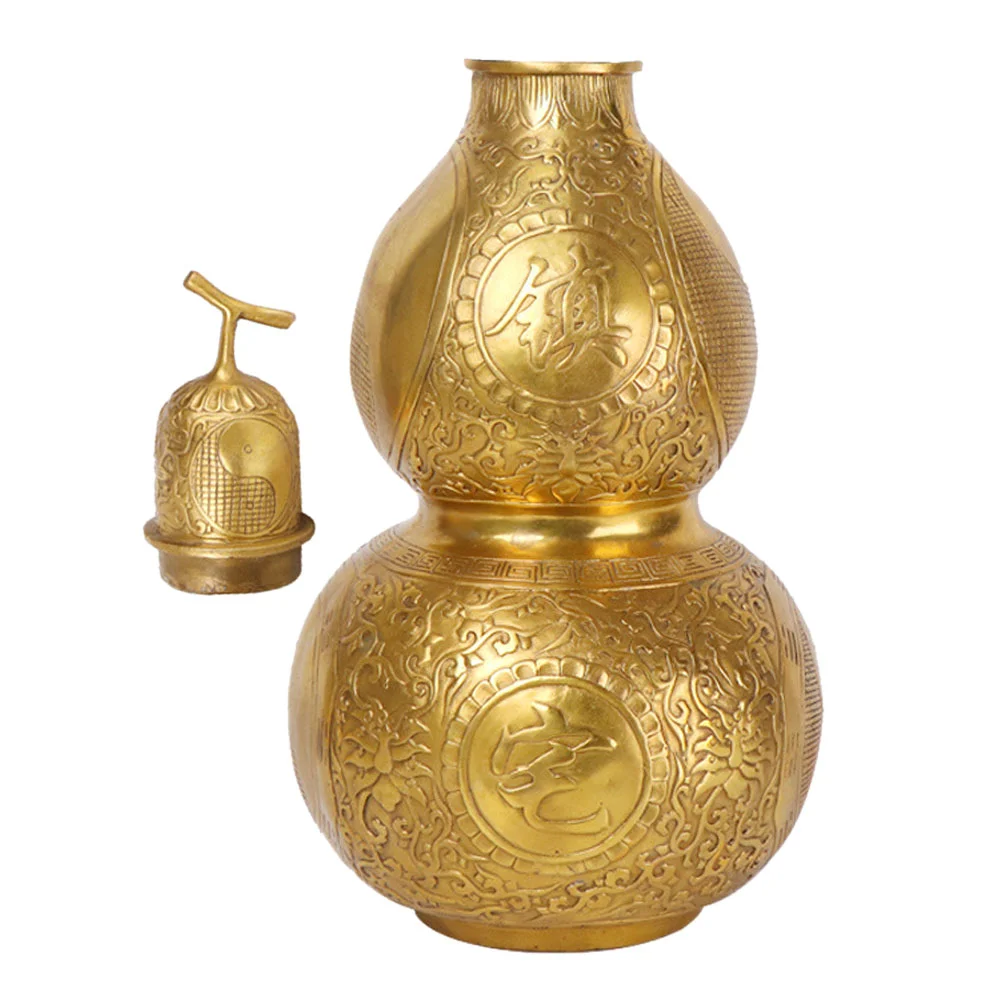 

Traditional Chinese Copper Gourd Statue Natural Feng Shui Good Fortune Gourd Cucurbit Home Desktop Ornament