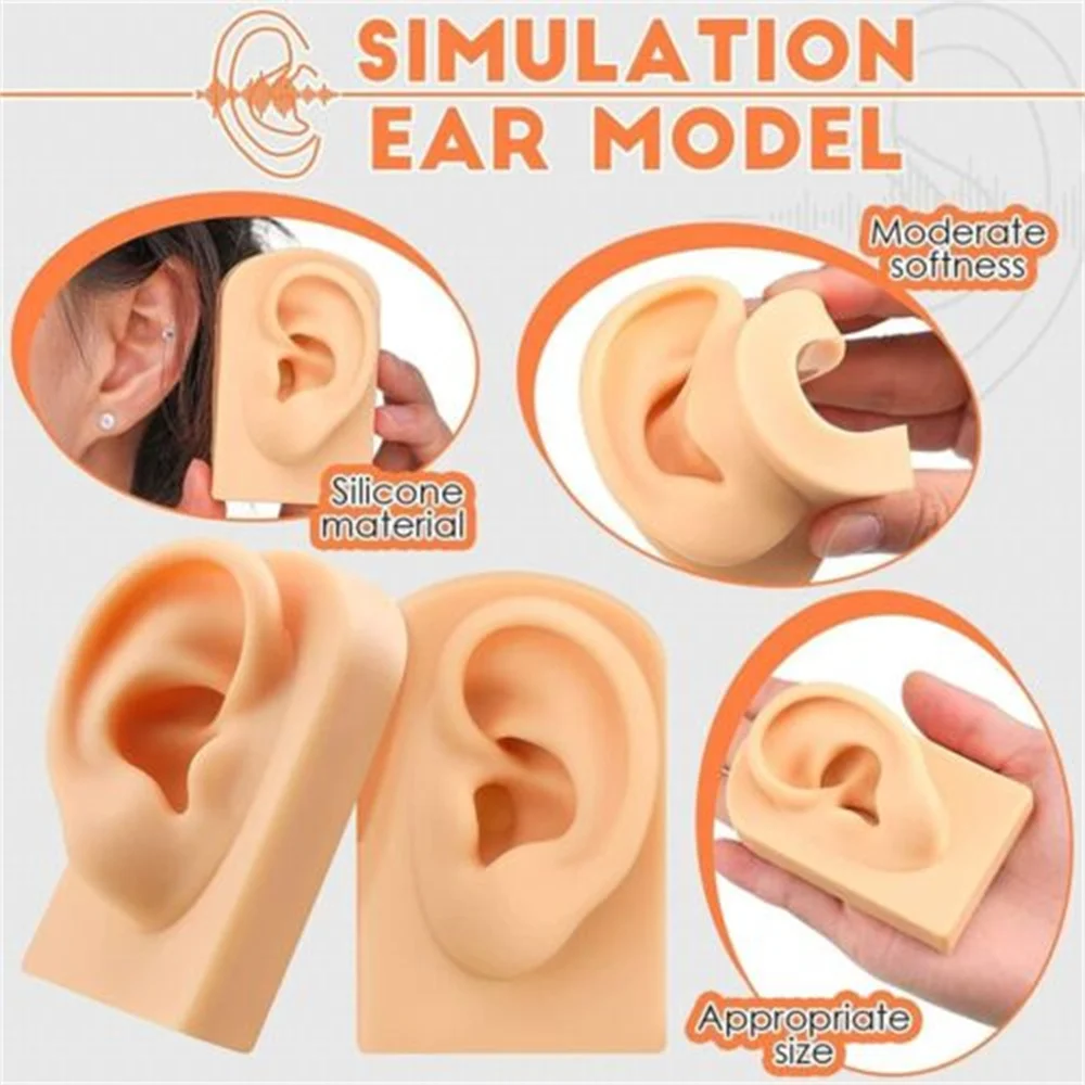 1 Pcs Simulation Human Earrings Fake Earrings Display Jewelry Ear Fake Ear Display Silicone Ear Model Simulation Ear Model