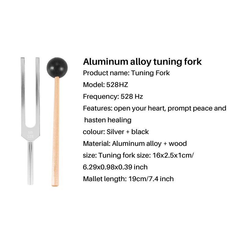 Aluminum Alloy + Wood Tuning Fork Chakra Hammer Ball Diagnostic 528HZ With Mallet Set Nervous System Testing Tuning Fork Health