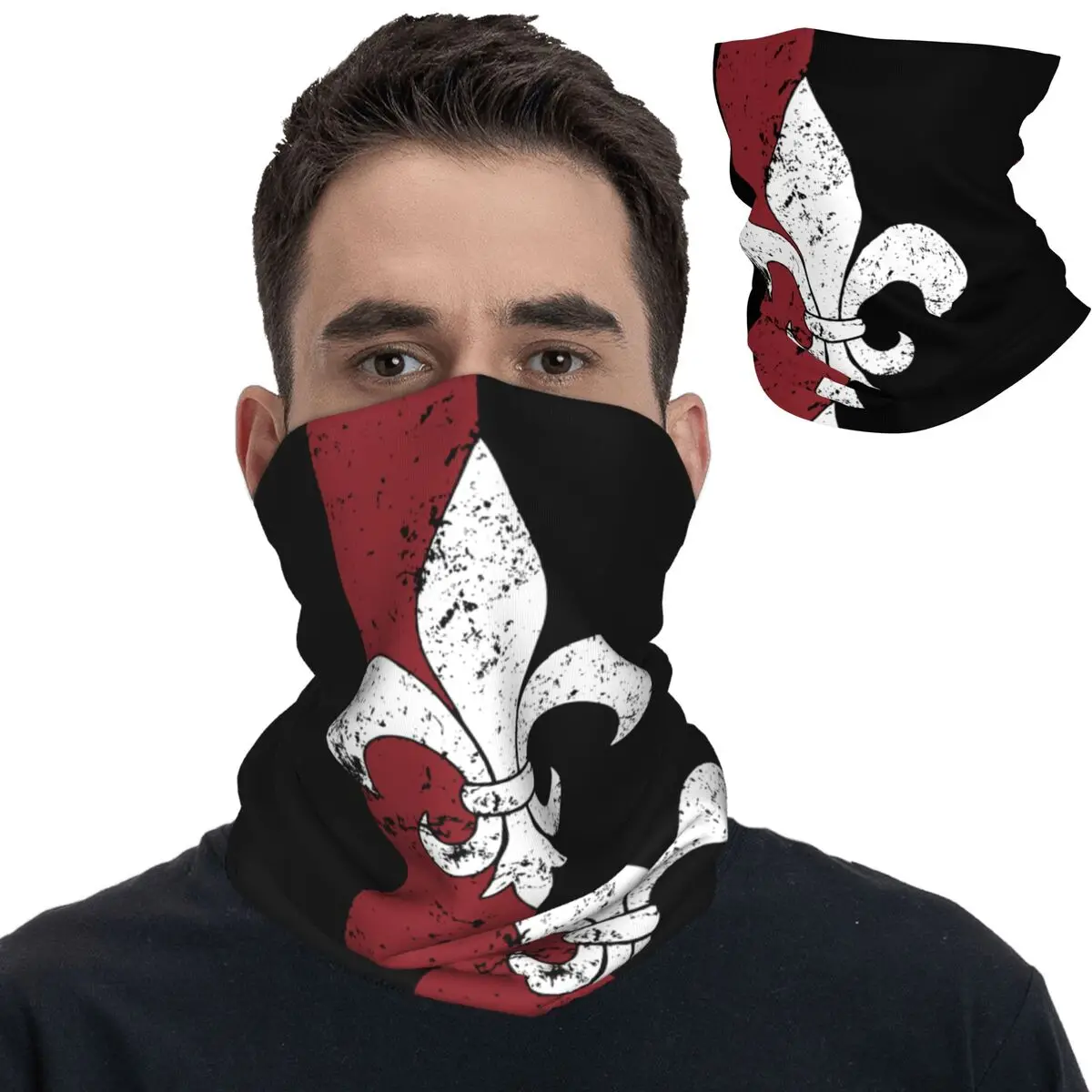 Fleur De Lis Bandana Neck Gaiter Printed Lily Flower Symbol Flag Mask Scarf Warm Balaclava Riding Unisex Adult Washable