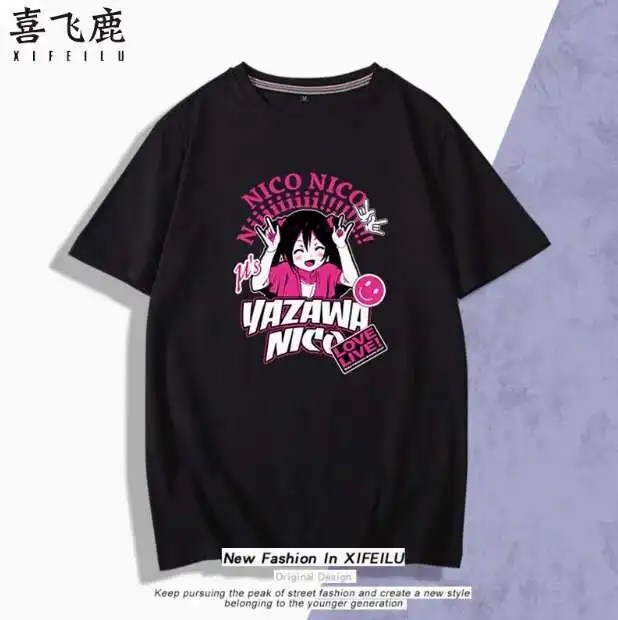 

Anime Lovelive Nico Yazawa Short Sleeve T-Shirt Summer Cosplay Costume Casual Student Loose Tops anime