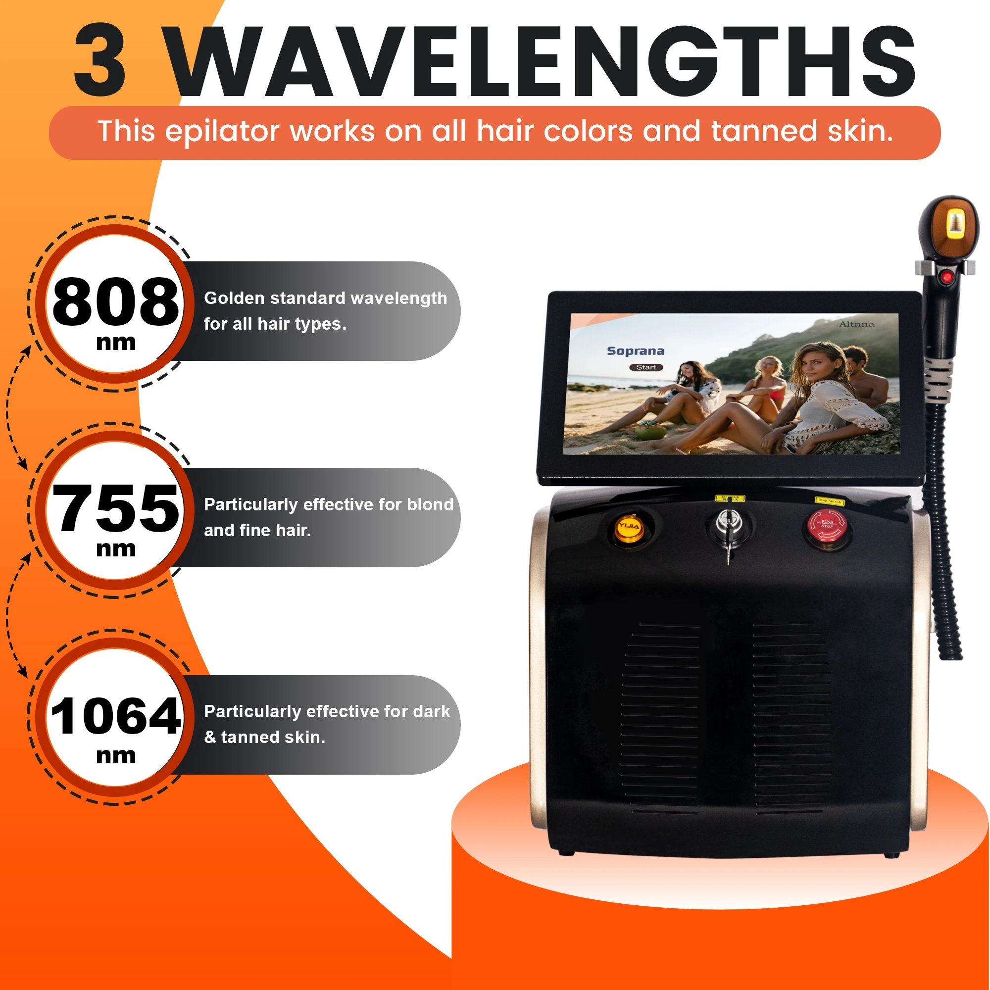 Industrial Laser Hair Removal Machine - Épilateur puissant Alexandrite Ice Platinum 5000W,
