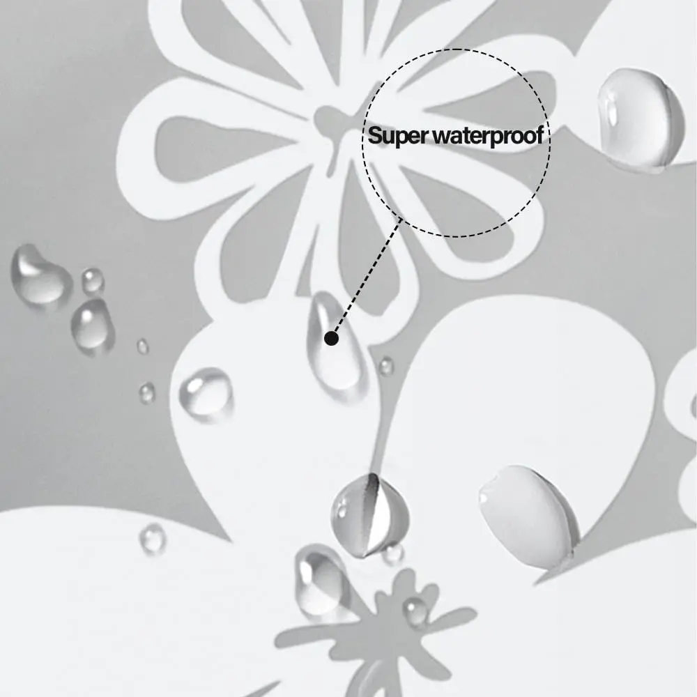 ستارة حمام PEVA بيضاء الزهرية - رمادي نباتي مقاوم للماء مع حلقات معدنية وسهلة التنظيف #4