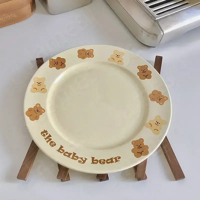Dinner Plate Bear Pattern Cream Mug Coffee Cup Dinner Plates Nordic Style Tea Cup and Tea Tray Ceramic Cup Creativity Style Mug image 4