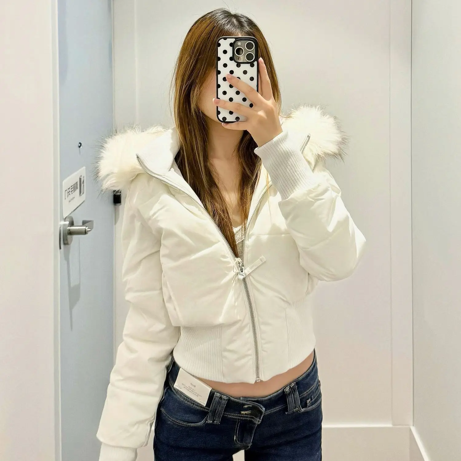 Fashion Women's Cotton Jacket Fur Collar Zipper Slim Waist Pocket Warm Thicken Coat Autumn Winter Hooded Jacket Lady Outwears