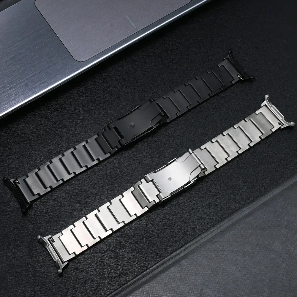 NO Gaps Titanium Metal Band for Samsung Galaxy Watch 7 Ultra 47mm Silver Link Bracelet for Watch 7 Ultra 47mm Curved End Strap