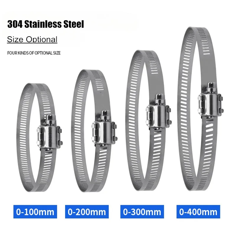 Stainless Steel Hose Clamp Adjustable Fuel Line Worm Clamp Tightening Locking Clip Security Camera Mount Holding Hoop Bracket