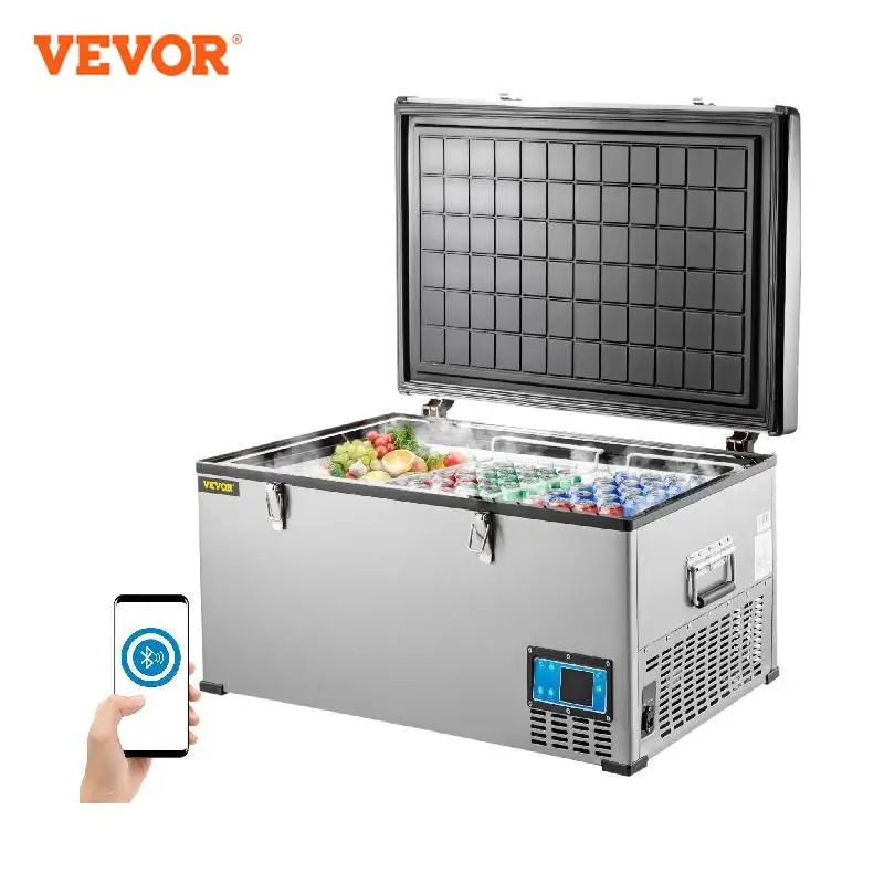 VEVOR 45L 60L 85L Mini Car Refrigerator Portable Compressor Freezer Cooler 12V/24V DC 110-240 AC for RV Boat Camping Travelling