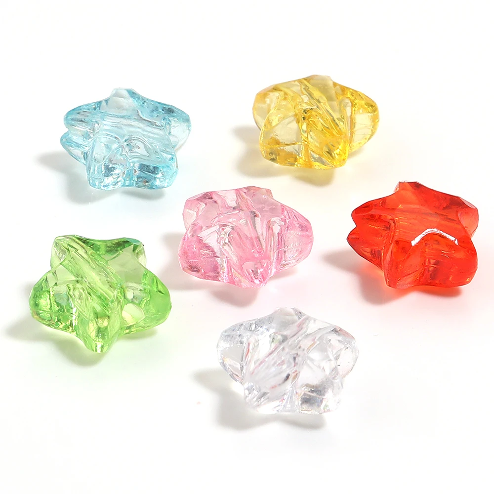 

200Pcs Acrylic Beads Transparent Colorful Pentagram Loose Spacers Beads for DIY Jewelry Making Bracelets Pendant Accessories