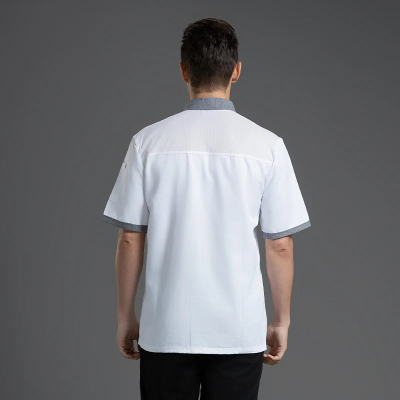 Keuken Jas Bakkerij Korte Mouw Cook Kostuum Voor Mannen Restaurant Chef-Kok Uniform Top Catering Werkkleding Hotel Vrouwen Elastische Jas