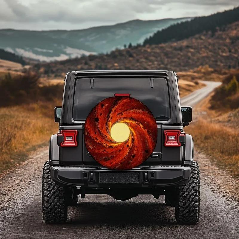Black Hole Vortex Tire Cover Polyester Protector Dynamic Spiral Pattern Durable Spare Wheel Cover