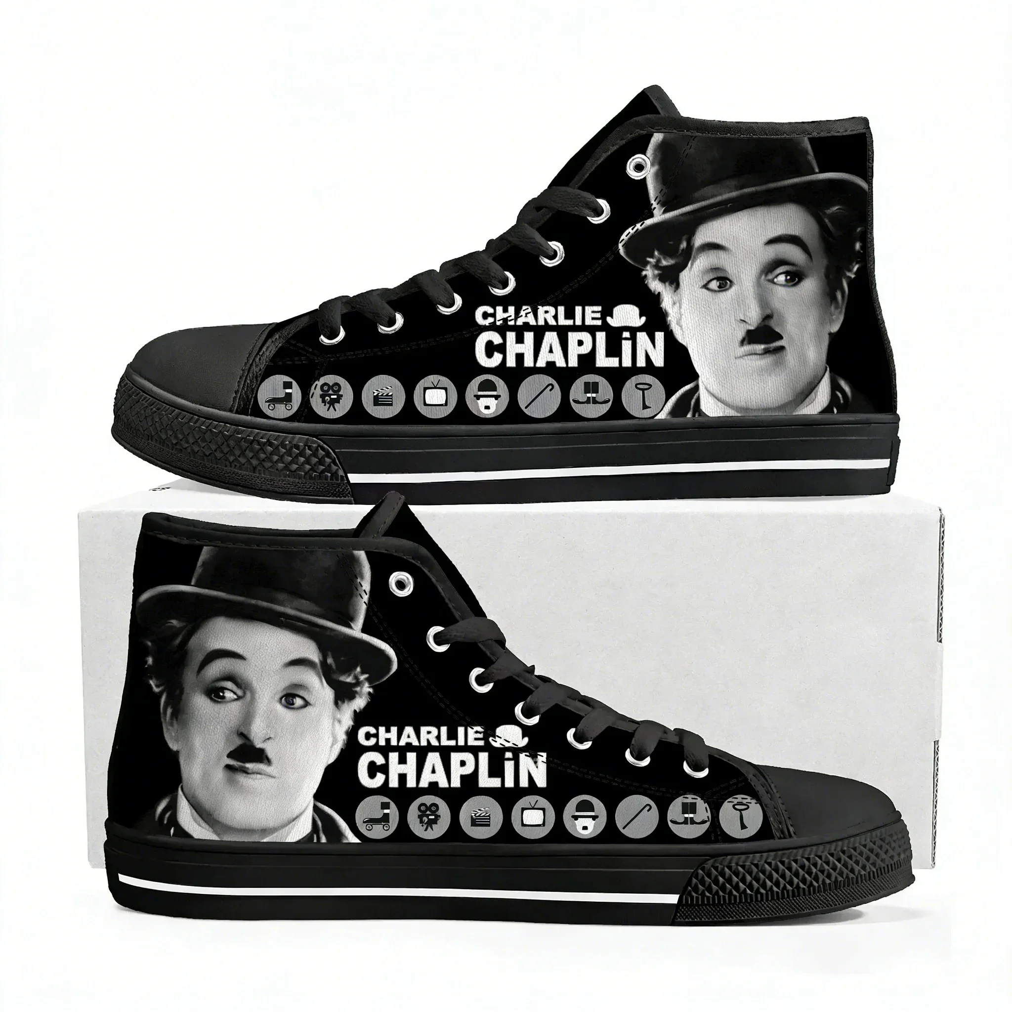 

Кроссовки Charlie Chaplin с высоким верхом для мужчин, женщин и подростков, высококачественные кеды из канваса, обувь для пар, повседневная обувь на заказ