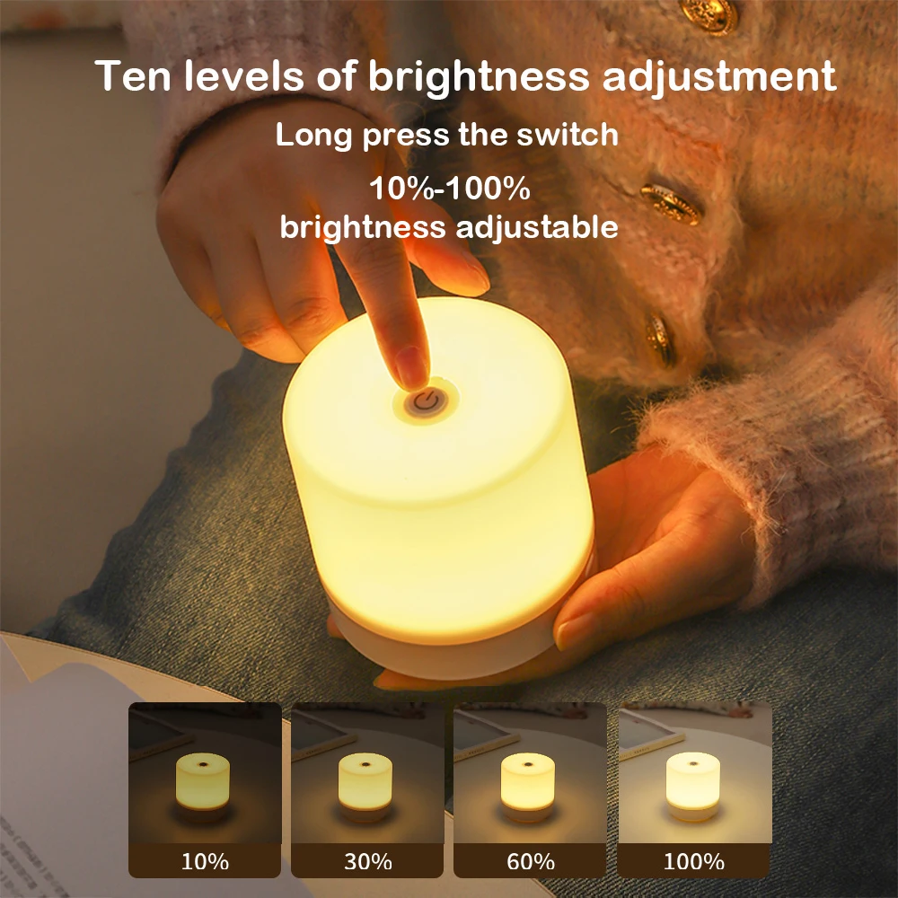 Touch Rechargeable LED Table Lamp USB Stepless Dimmable 3 Colors Eye Protection Night Light Bedside Reading Lamp For Bedroom