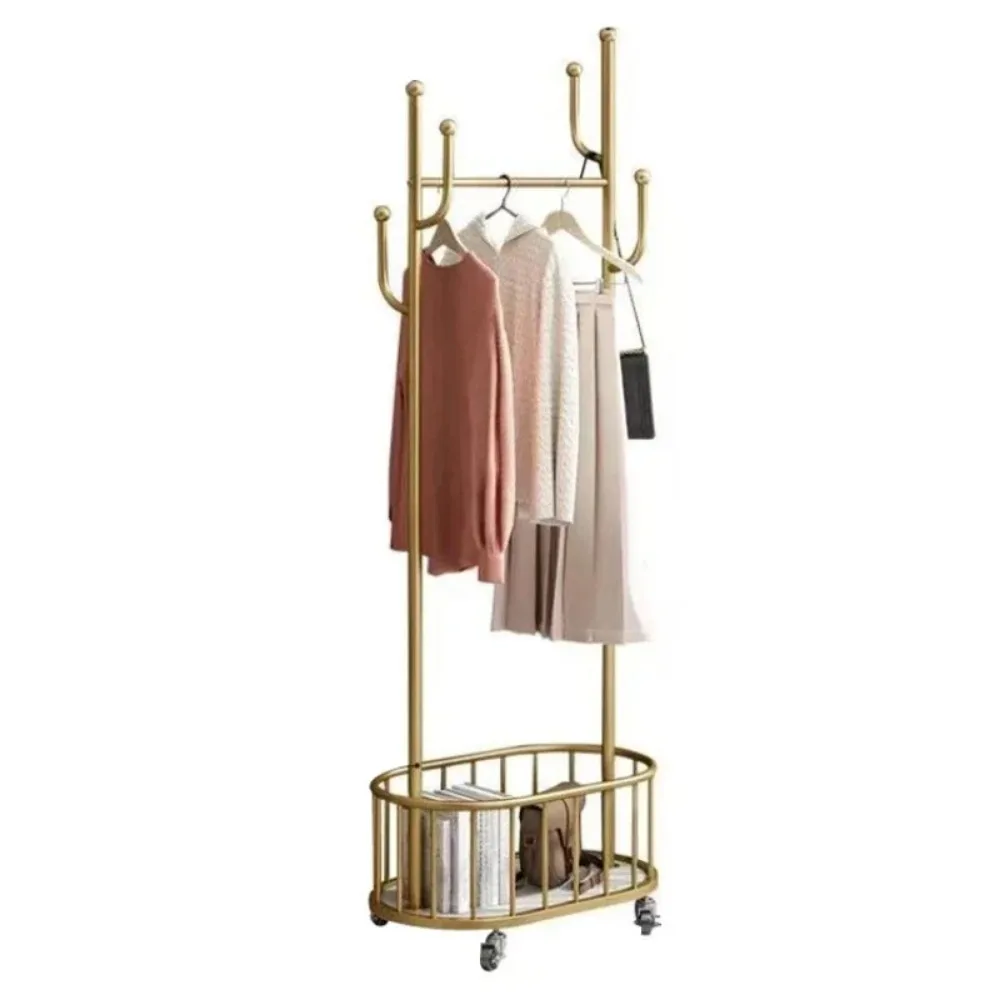 Light Luxury Household Bedroom Coat Racks To Floor Mobile with Wheels Room Clothes Hangers Stand Hat Holder Garment Shoe Racks