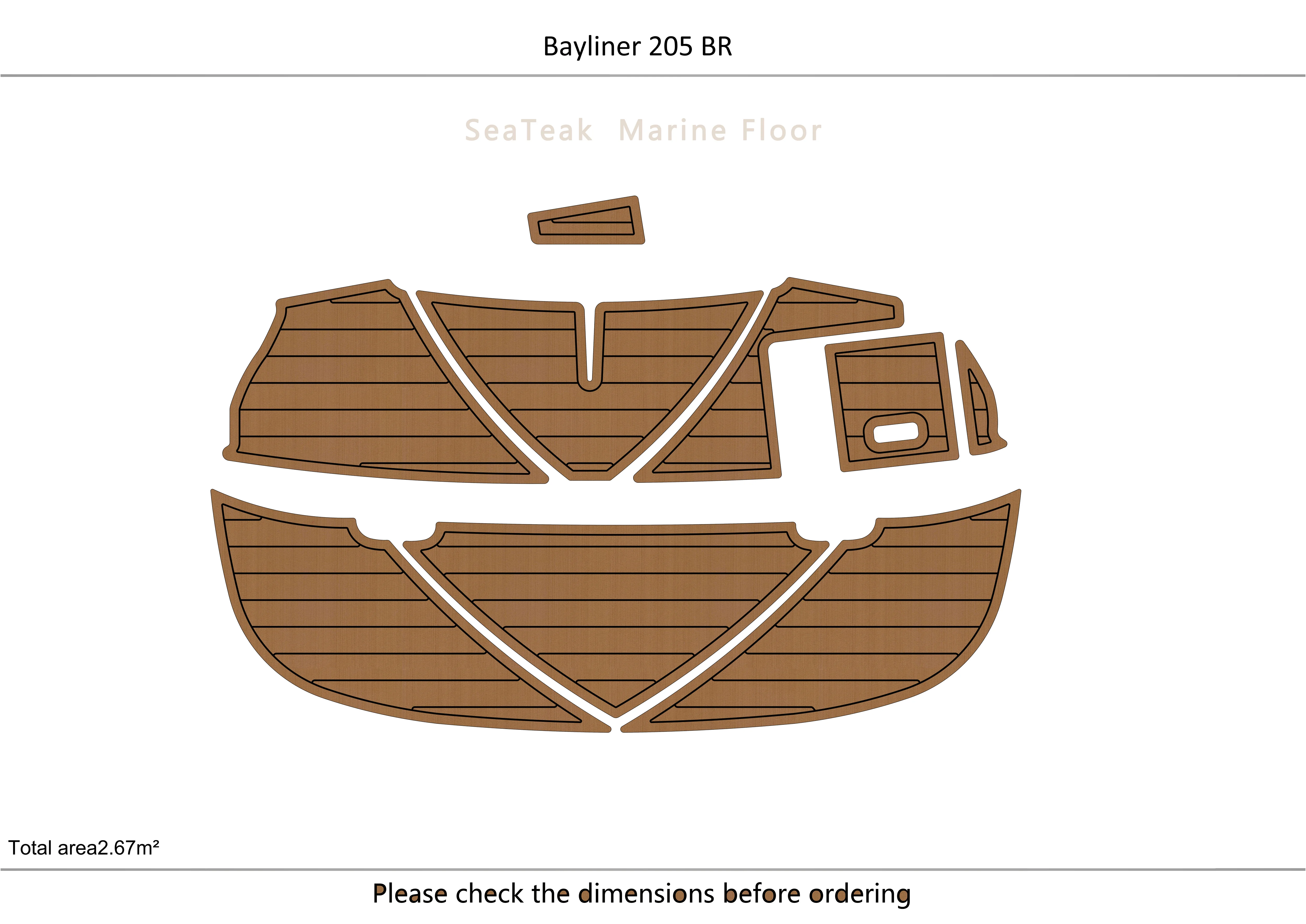 

Bayliner 205 BR swimming platform 6mm EVA TEAK FLOOR Non-slip mat