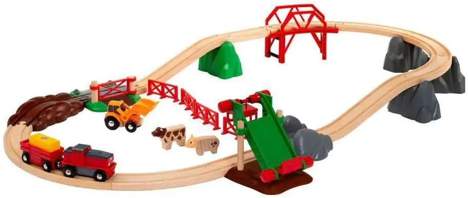 33984 Animal Farm Set - Engaging Wooden Toy Train Set for Kids | Enhances Motor Skills | FSC-Certified Wood | Ideal for Ages 3 a