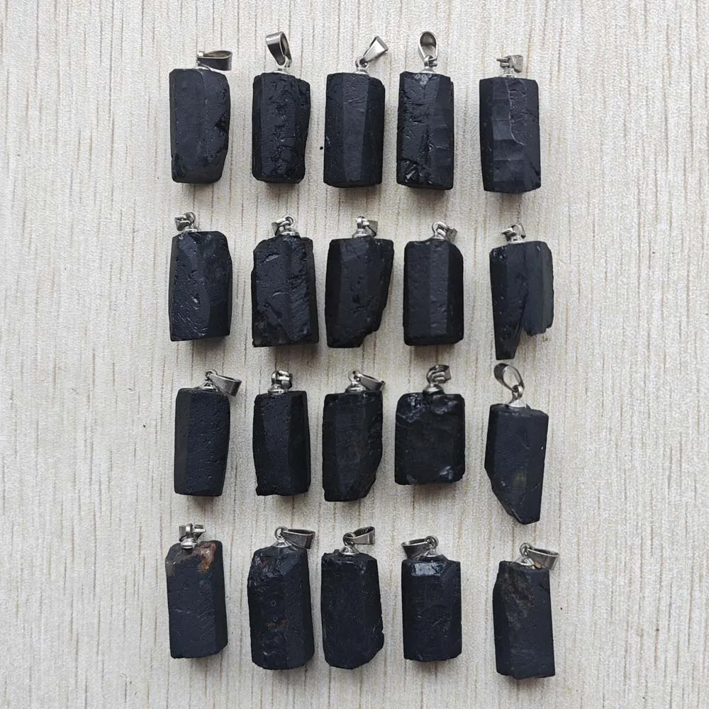 Natural Black tourmaline Healing Reiki irregular pillar pendants findings diy jewelry making 20pcs wholesale fast shipping