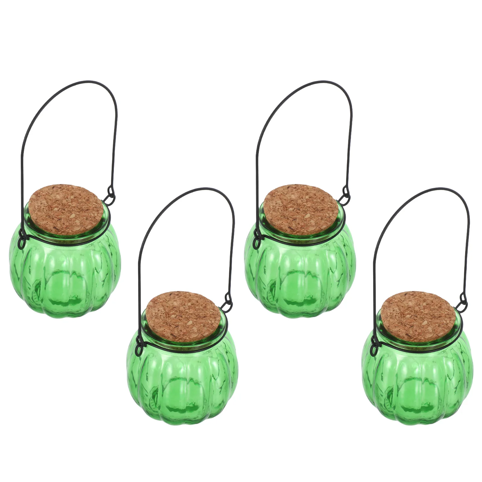 

4pcs Handheld Glass Pumpkin Jar With Lid Vintage Candy Bowl For Halloween Wedding Fall Decor Tea Light Holder Seasonal