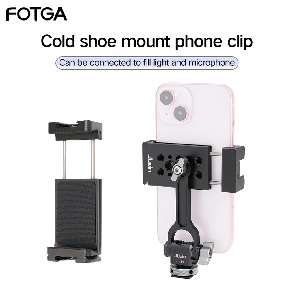 

FOTGA Cold Shoe Metal Phone Clip Akka Tripod Head Fixed Bracket Volg Tik Tok Cold Shoe Expansion Videos Live Shooting Accessory