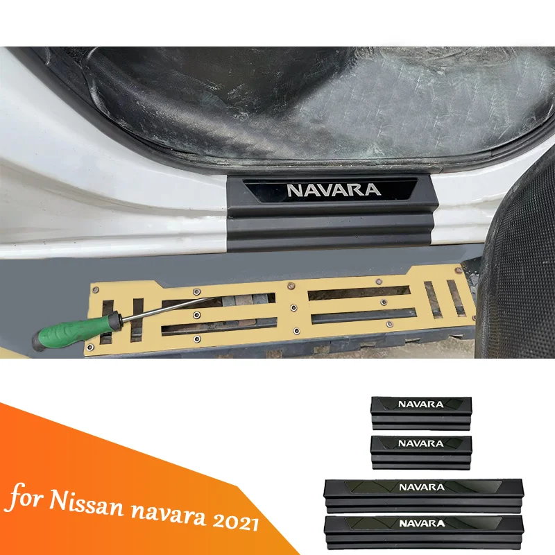

For Nissan Navara 2015-2024 Car Pickup Threshold Strip Door Sill Scuff Plate Protector Trim Pedal Sticker Accessories