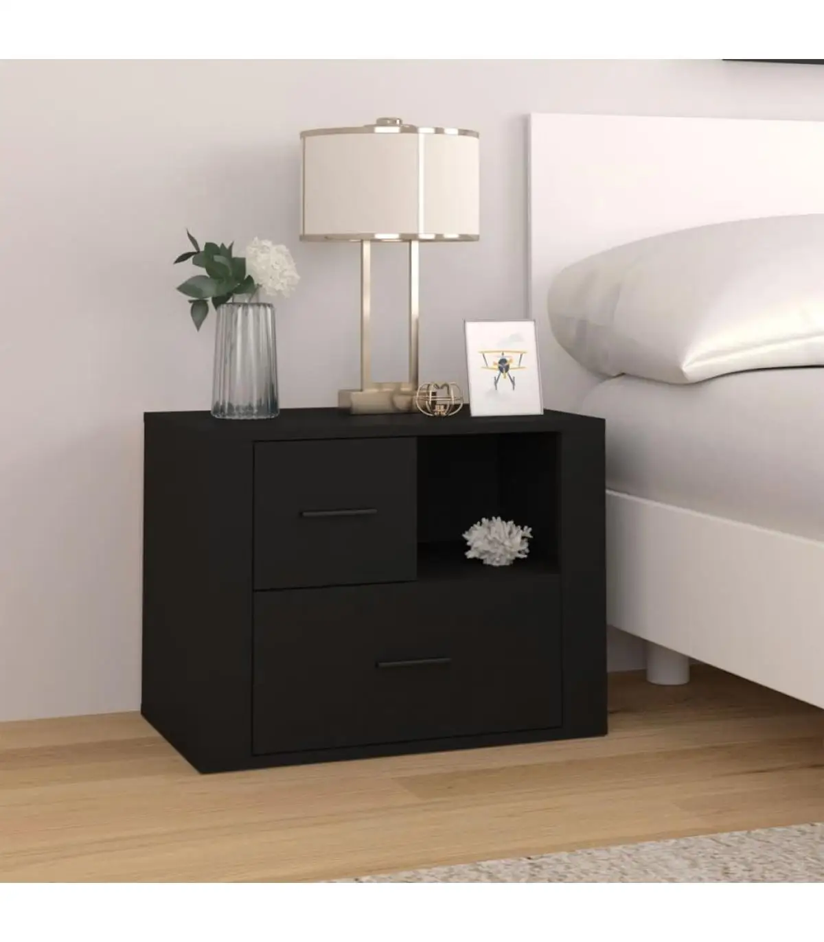 Bedside tables bedside table black plywood 60x36x45 cm