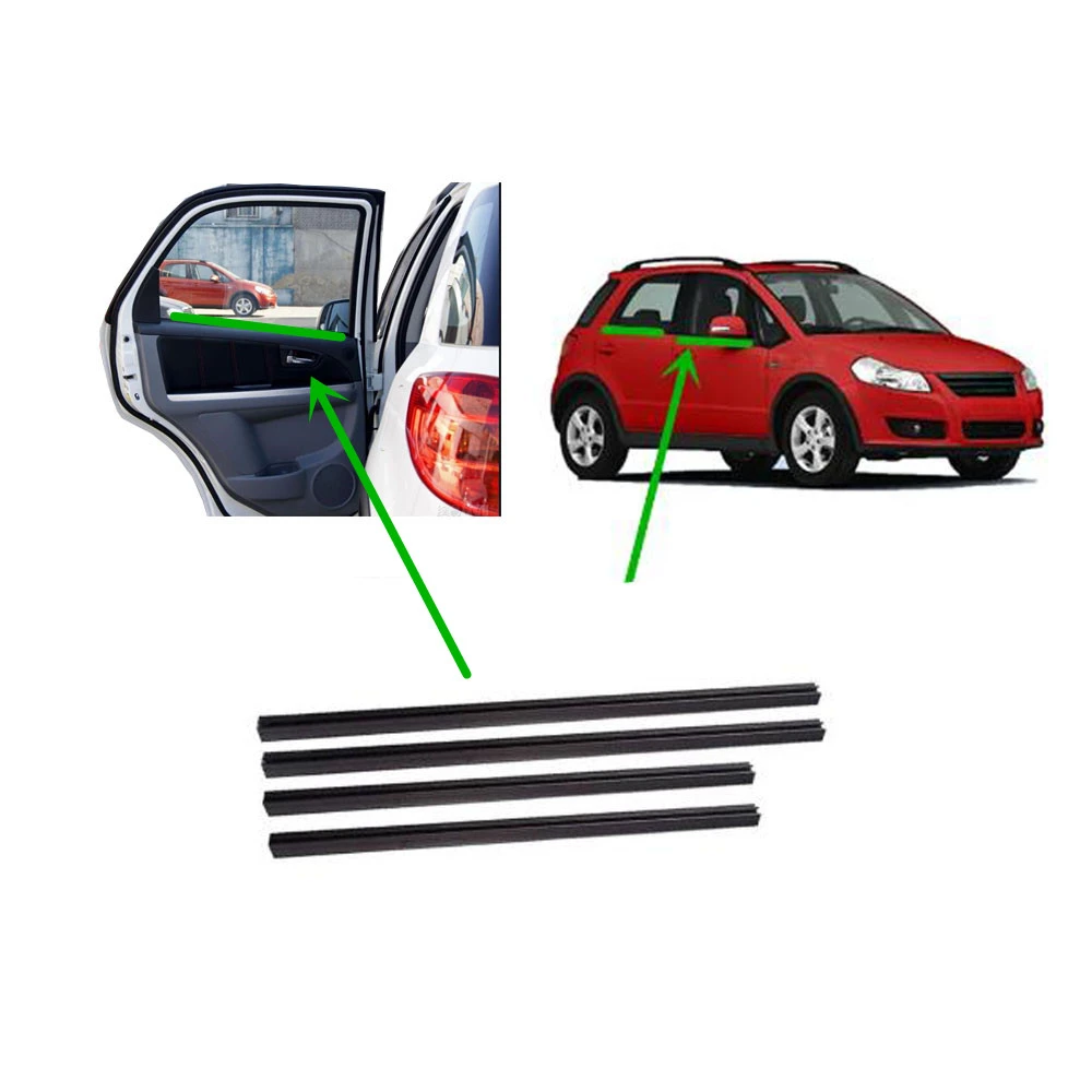 4-częściowa gumowa szyba wewnętrzna do Suzuki SX4 Hatchback 83861-56K00-000 Wewnętrzna listwa pogodowa chroniąca przed formowaniem do SX4