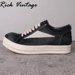 Rick w stylu Vintage, wiosenna skórzane buty z włosia końskiego modne męskie trampki buty wulkanizowane sportowe buty do biegania