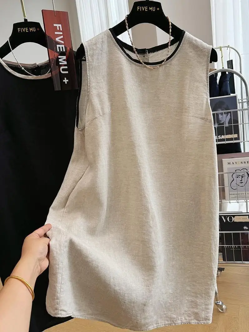 Vestido Regata Unissex Extra Grande (até 300 Libras) de Alta Sensação, Cor Sólida, Solto, Leve e Respirável para Verão