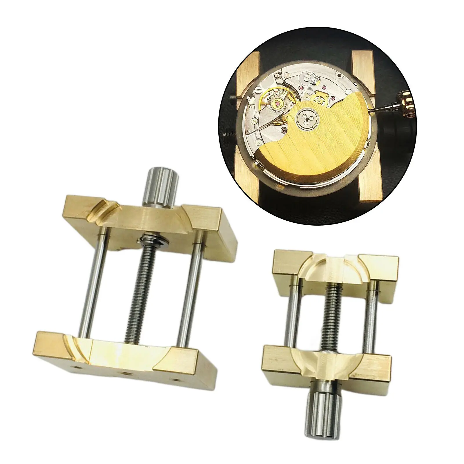 Watch Movement Holder Tool Copper Repair Disassemble Adjust Fix, Professional Watchmaker Bench Base Anti-Scratch 2 Sizes