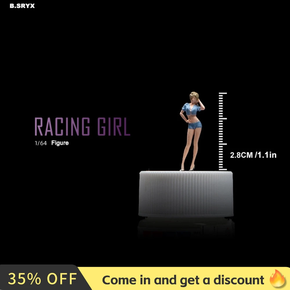 Kicarmod 1/64 Scale Model Figurine Exquisite Racing Girl Doll Model Scene Decoration for Scale Diecast Model Car