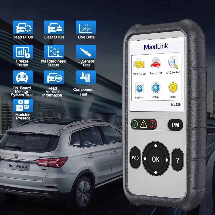 Original AUTEL Maxilink Ml529 Code Reader Lifetime Software Update For Quick DTC Turning Off Vehicle Engin OBD2 Diagnostics