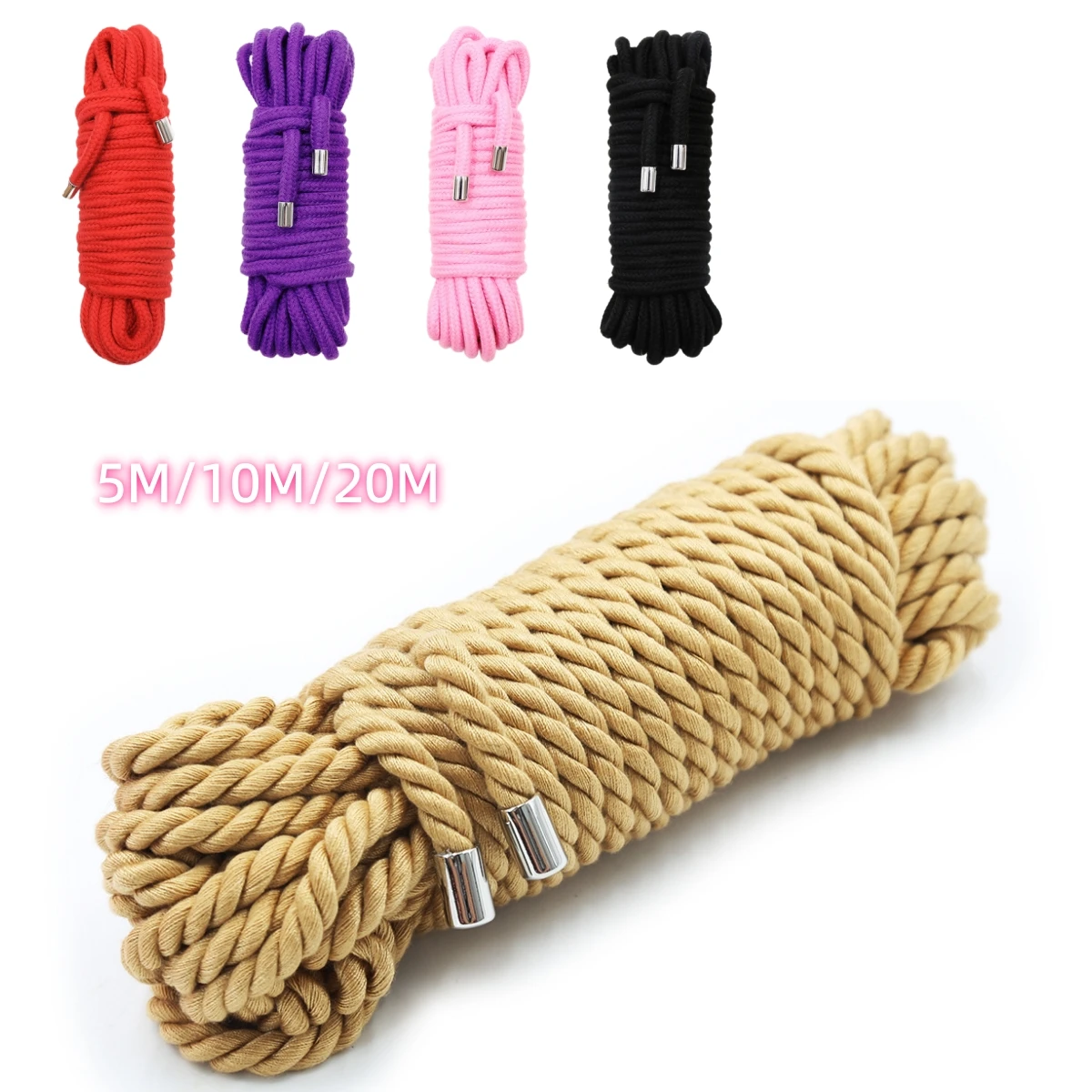 

5M/10M/20M Shibari Accessory of Handcuffs Bondage Cotton Rope for Men Woman Fetish Slave Role Play Binder Restraint Touch Tie Up