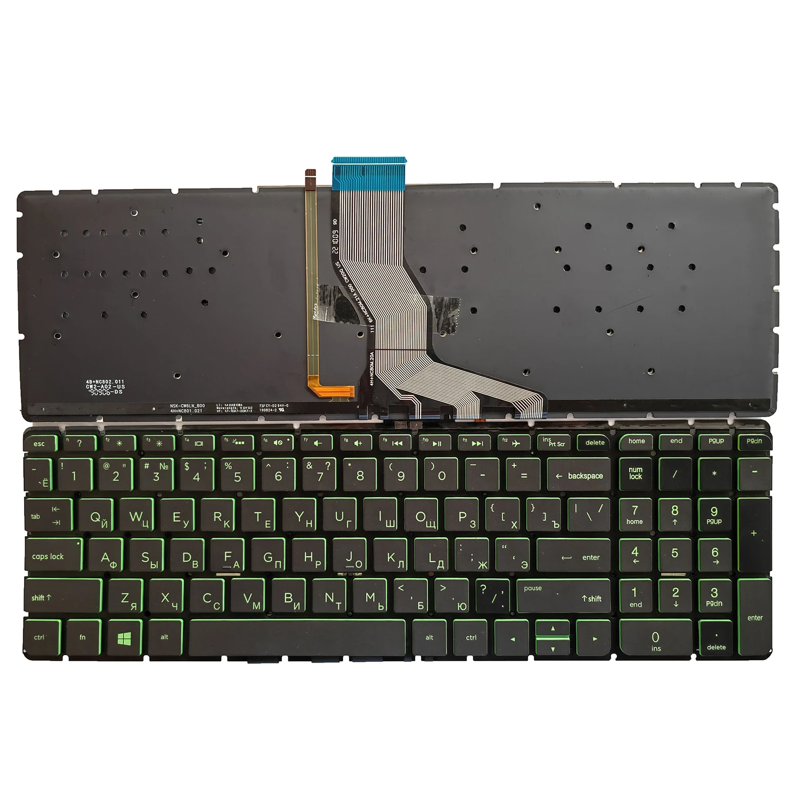 Teclado Russo Retroiluminado Verde para hp 15-ab 15-ak 15-ac 15-au 15-ab000 15-ab100 15-ab200