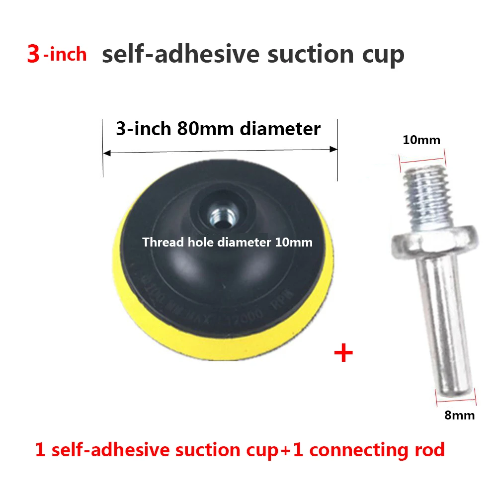 1 pc 3-inch electric brushed sandpaper suction cup+connecting rod kit angle grinder tray self-adhesive disc